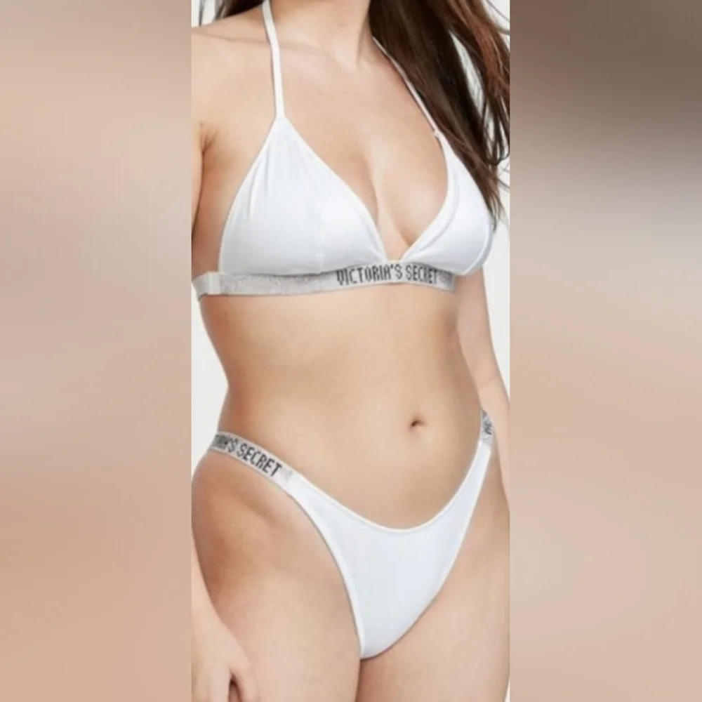 S/S VS Swim Shine Strap Triangle Bikini Top Brazilian Bikini Set White